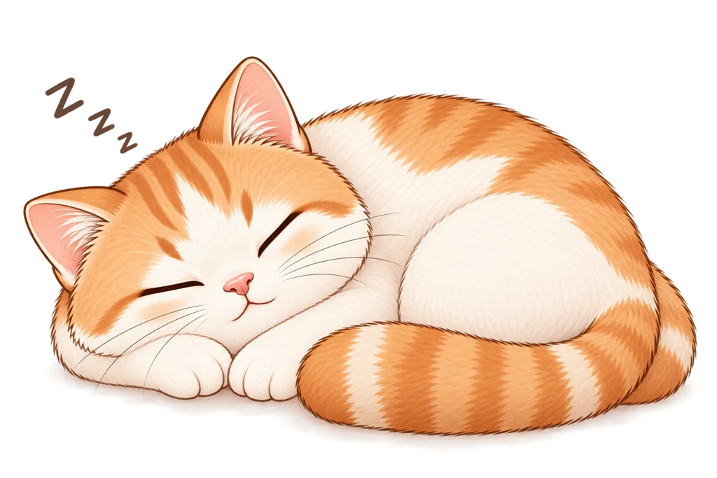 Miso curled up asleep.