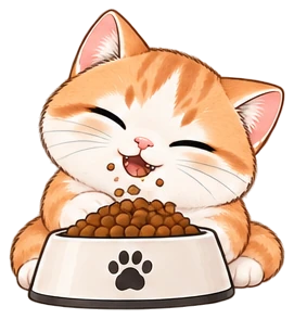 Miso eating from a full bowl